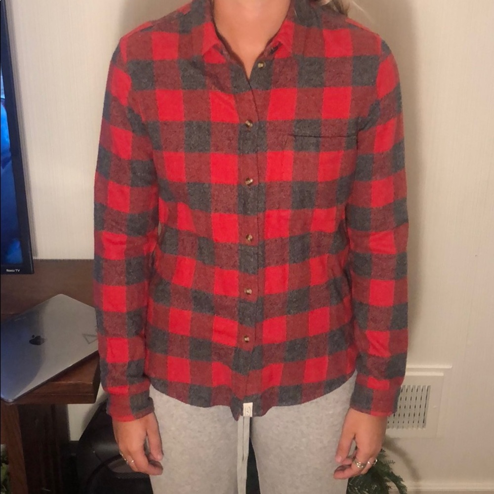 Red checkered plaid button down